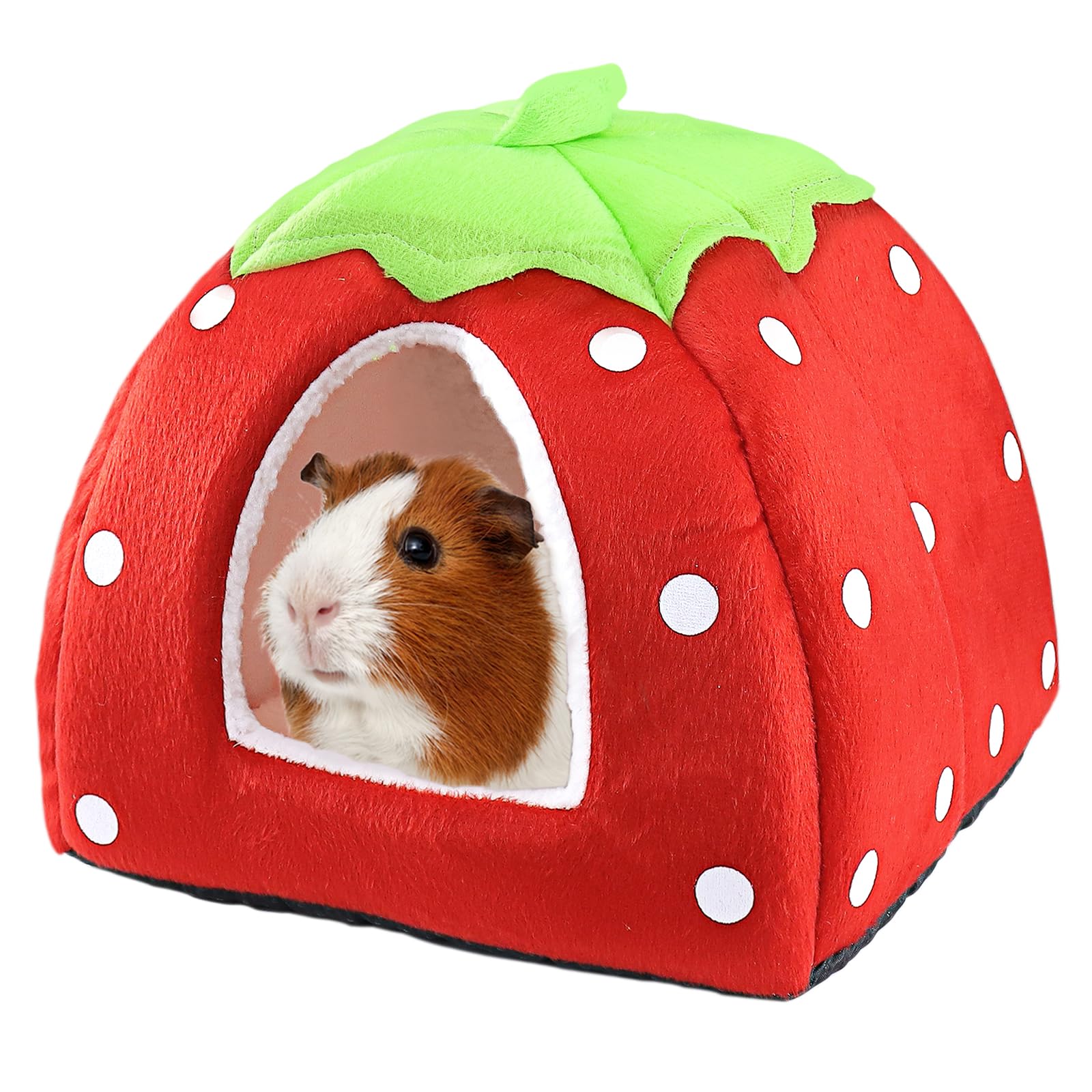 Small Pet Bed for Small Rabbit Guinea Pig Hamster Bunny Animals Warm Sleeping House for Winter (Red) — image 1