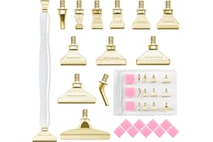 MUITOFELIZ 22PCS DIY Diamond Art Pen Painting Tool Set - Metal Threaded Tip Accessories Gem Resin Dotting Pen Supplies Kit (White Pen + 12 Tips + 9 Dotting Clay)