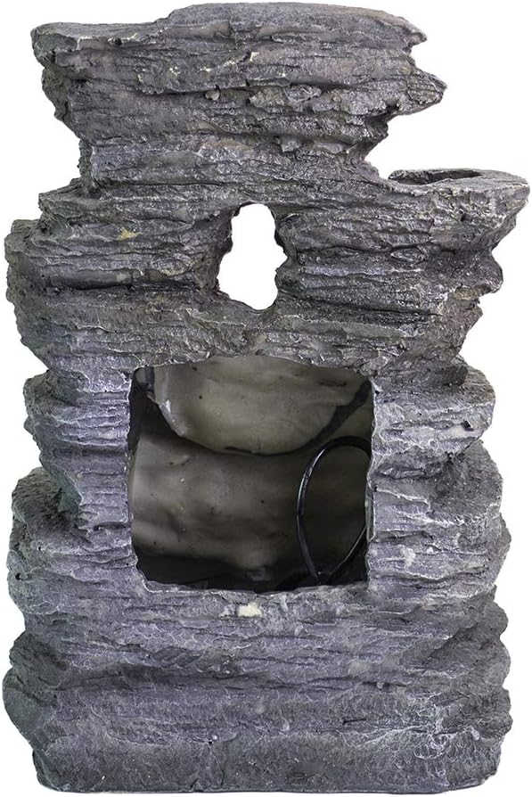 Ferrisland 5-Tier Cascading Tabletop Fountain with LED Lights - Indoor/Outdoor Water Fountain Decor Tabletop Water Fountain Small Relaxation Waterfall Feature, Indoor Oudoor Decorative Tabletop Founta: Home & Kitchen