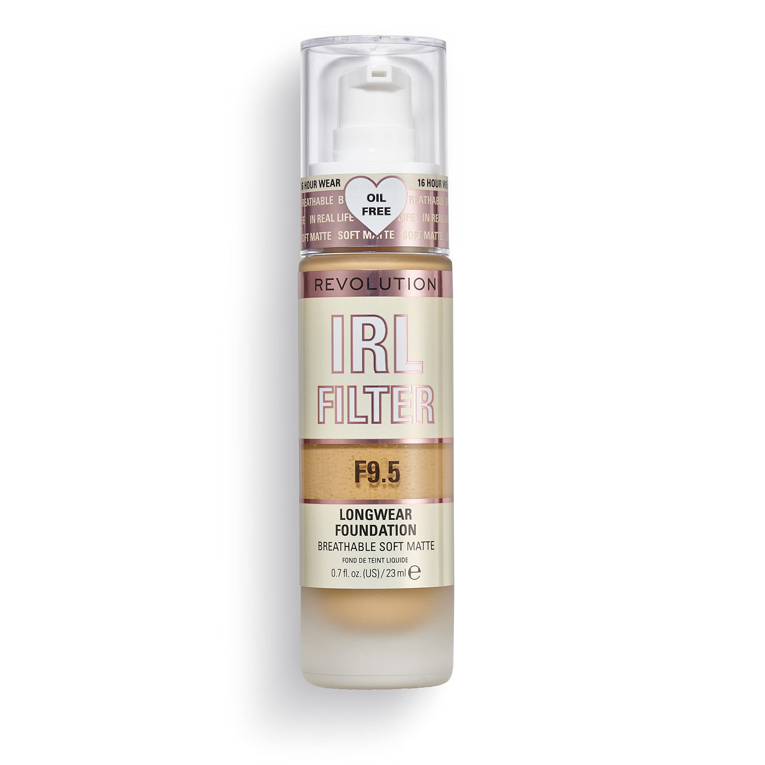 Revolution Beauty London, IRL Filter Longwear Foundation, Medium to Full Coverage, F9.5, 23ml
