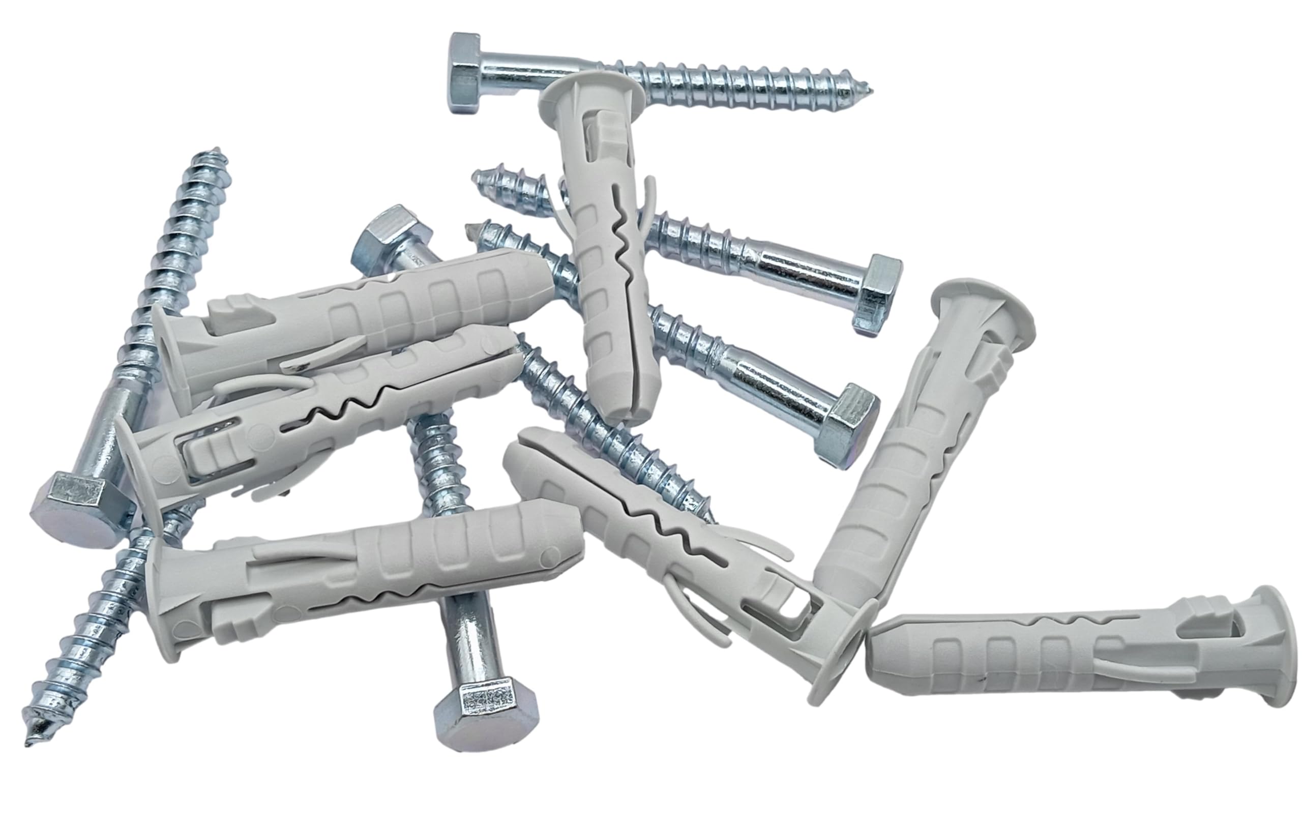 HAFD Heavy Duty Wall Anchor for Coach Screws 8x70mm with 12x60mm Plastic Plugs, Strong Fixings for Brick, Concrete, and Stone Pack of 15