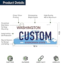 Custom Washington License Plate, Personalized