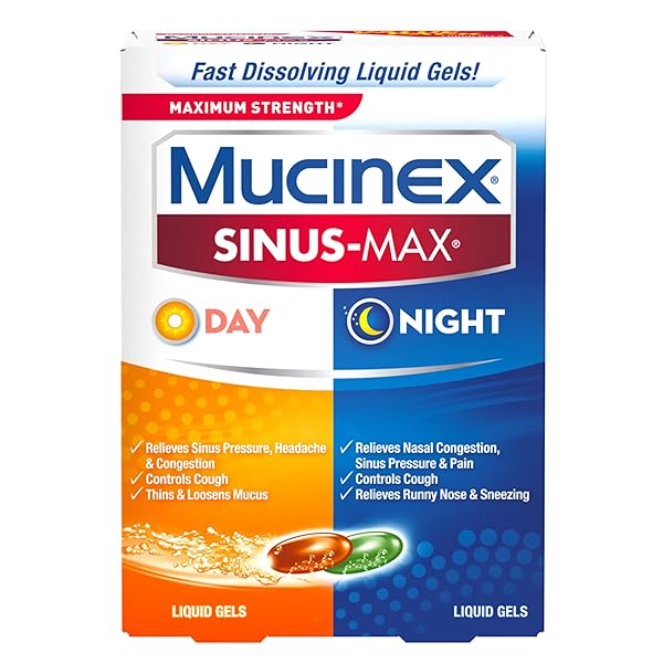 MUCINEX SINUS-MAX LIQUID GELS FOR DAY AND NIGHT, 24 COUNT