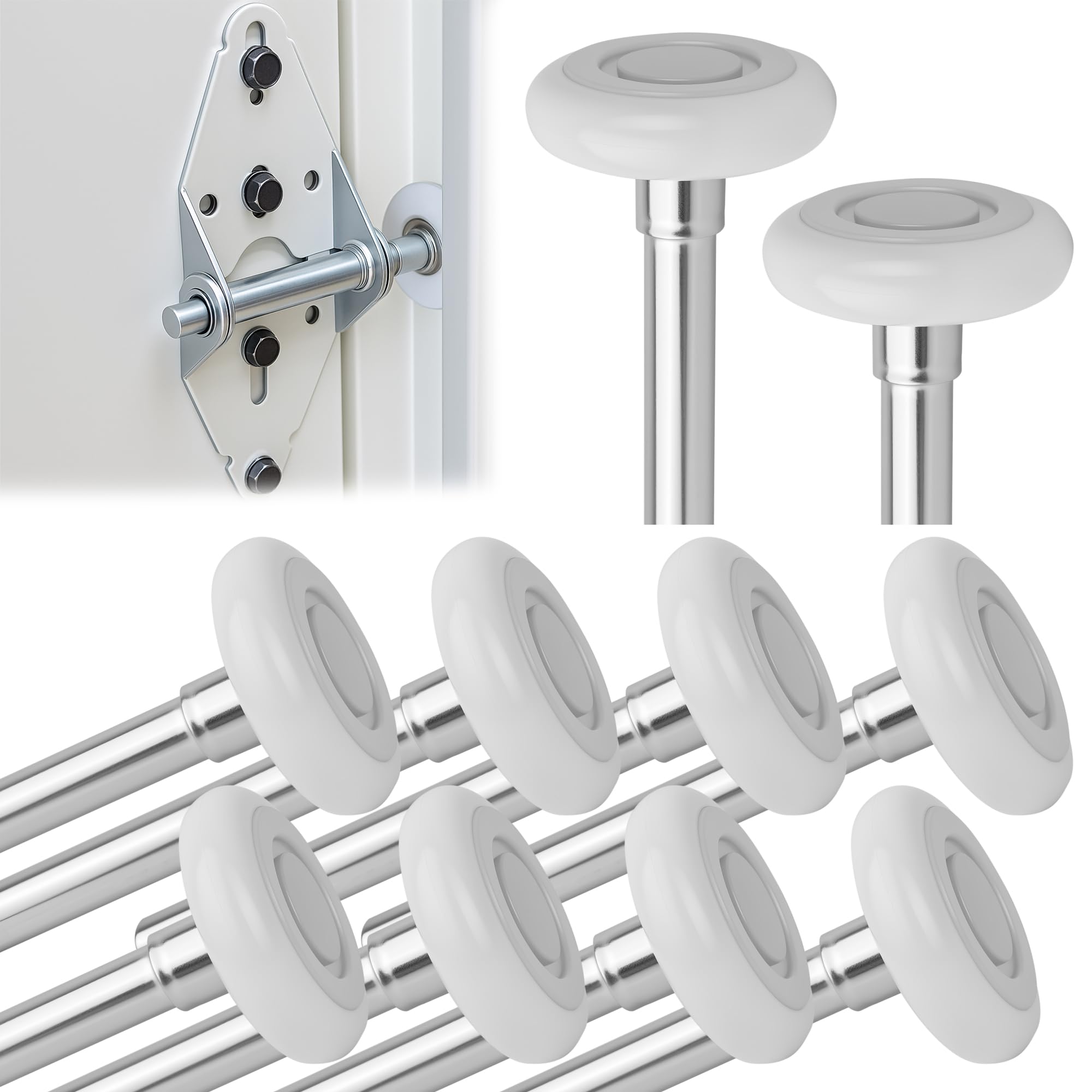 Photo 1 of 10 Pack 4" Stem 2" White Nylon Garage Door Roller with Protective Sealed-Cap(Dustproof), Ultra Quiet & Long-Lasting, Commercial High Load Capacity, Double Sealed Bearings