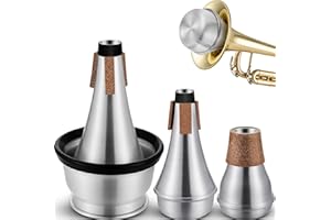 Kathfly 3 Pcs Trumpet Mute Set, Small Practice Mute Trumpet, Mute Silencer Cup, Mute All Aluminum Mute for Beginners Students Jazz Classic Stage Performance Practice