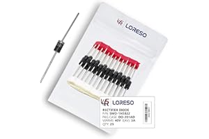 LSR LORESO LORESO 1N5822 Diode, Pack of 25 - Schottky Blocking Barrier Rectifier Diodes Axial 5822 1N5822 40V 3A DO-201AD 3 Amp 40 Volt