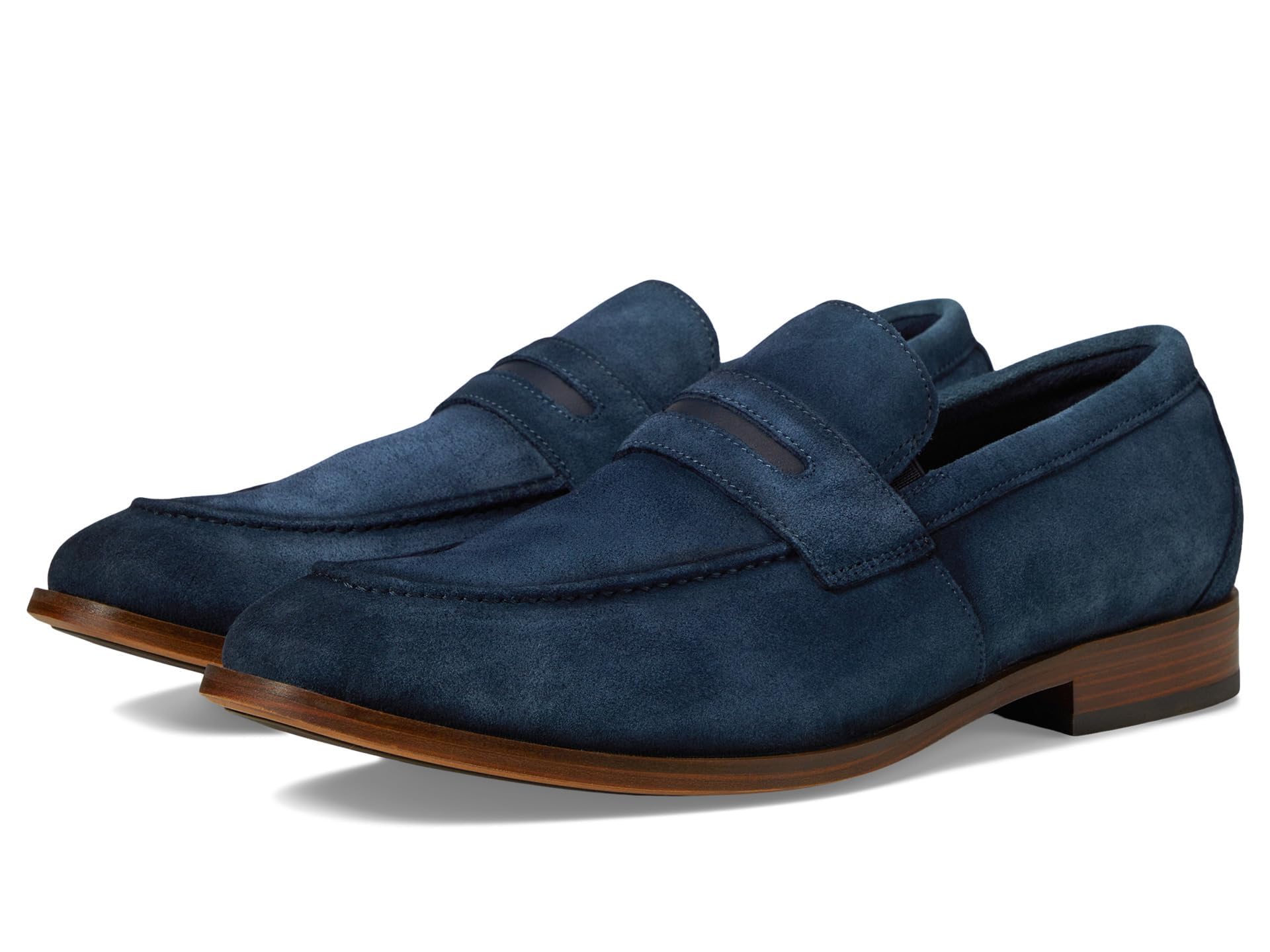 Stacy Adams Mens Burke Penny Slip-On Navy Suede 9.5 Wide