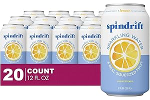 Spindrift 20- Pack of Lemon Sparkling Water & Real Squeezed Fruit 12 fl oz Can
