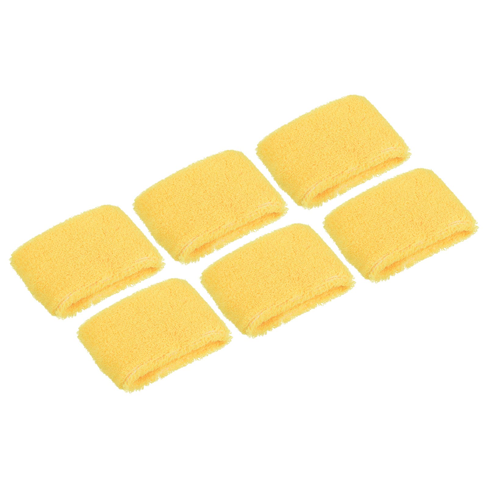 PATIKIL Sports Wristbands 8x5cm, 6 Pack Cotton Terry Cloth Absorbent Sweatband for Tennis Basketball Working Out Athletic Running, Yellow
