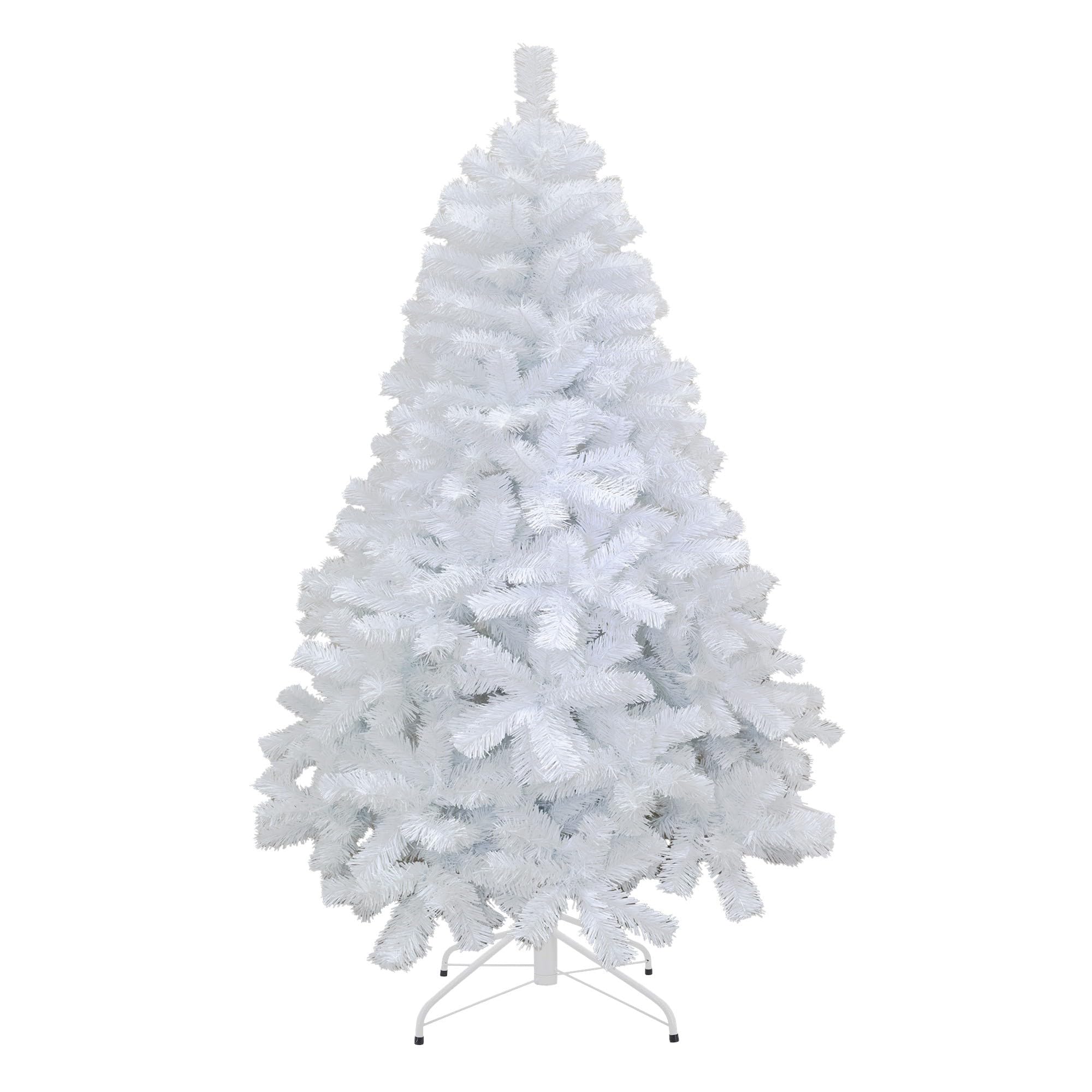 5ft/1.5m Alaskan Pine White Artificial Christmas Tree Bushy 390 Tips with Metal Stand Xmas Home Decorations