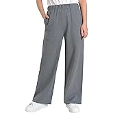 Weintee Women's Petite Wide Leg Knit Pants with Pockets