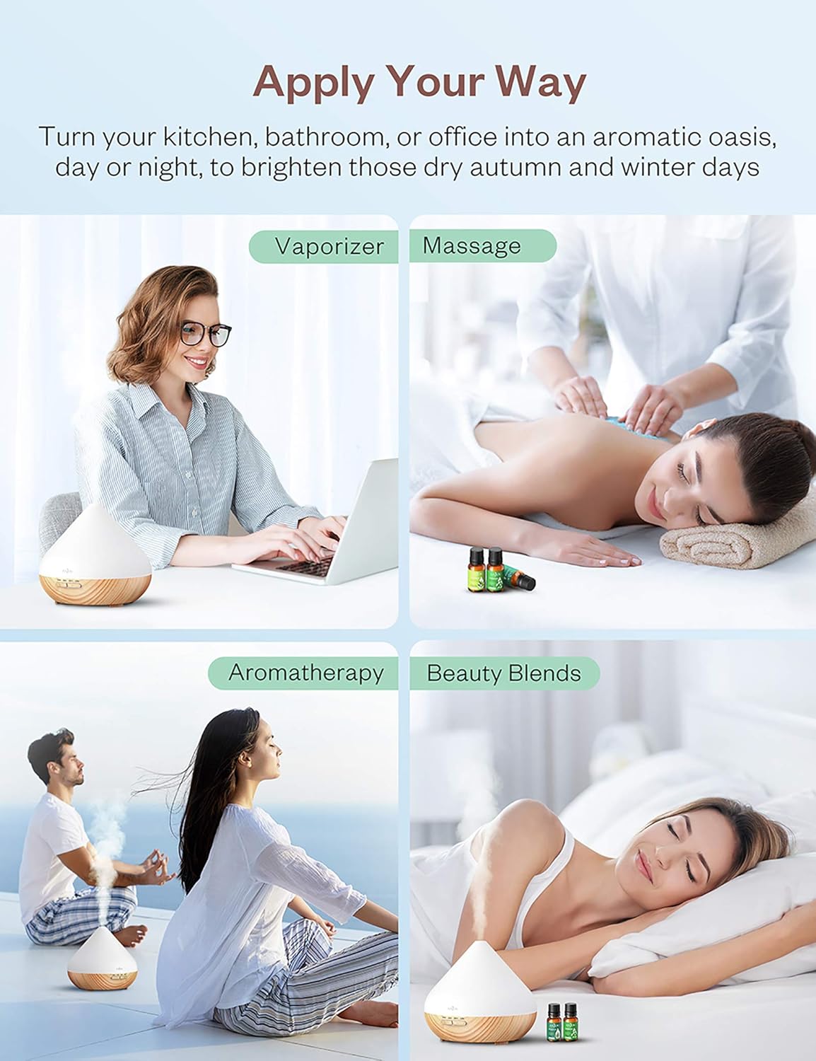 Essential Oils Set - Anjou Aromatherapy Essential Oil Top 6 10ml Pure & Therapeutic Grade for Diffuser Massage Yoga Auto Office: Health & Personal Care