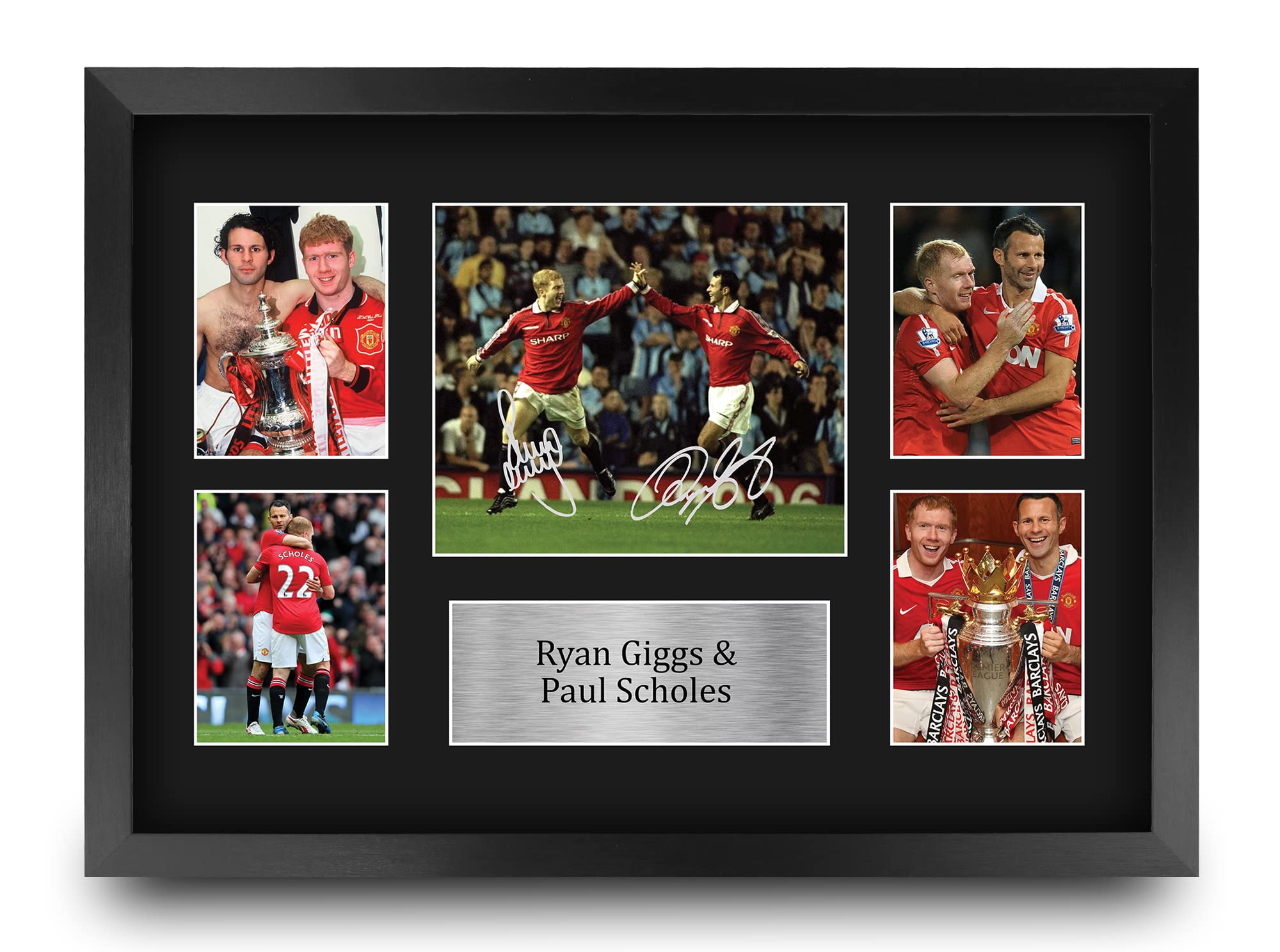 HWC Trading FR A3 Ryan Giggs & Paul Scholes Printed Memorabilia Signed Autograph Photograph Display for Football Fans and Supporters - A3 Framed