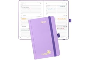POPRUN 2025 Planner (Pocket Size 4''x 6.25'' Hardcover) - Small Calendar for Purse with Hourly Schedule & Vertical Weekly Layout, Monthly Calendars, 100 GSM - Violet