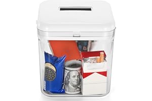 TCOIVS Timed Lock Box, Phone Lock Box with Timer, Rechargeable Time Locking Container, 6.5''x 6.5''x6.5'', Timed Lock Safe for Cell Phones, Snacks and Other Tempting Items