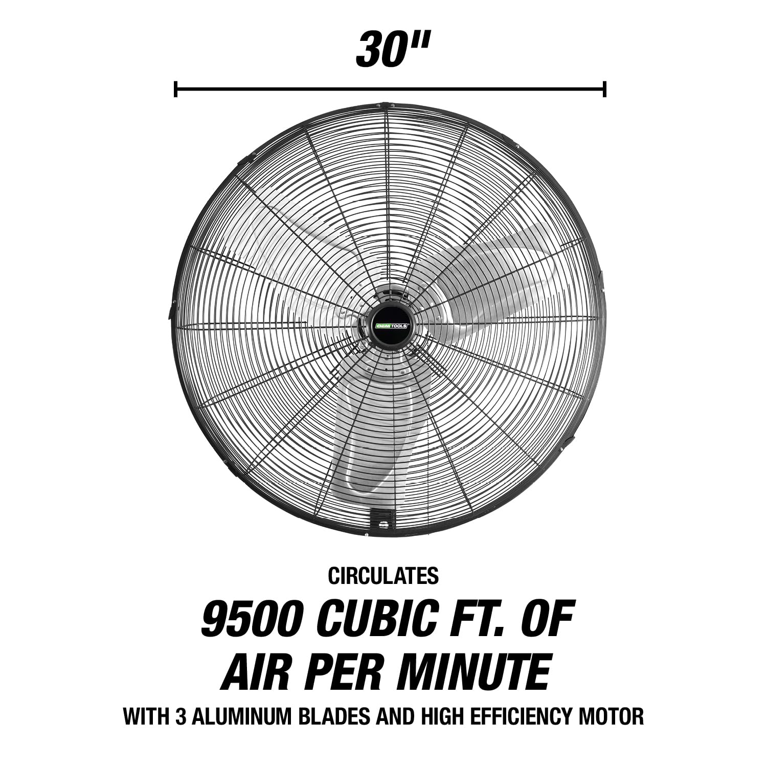 OEMTOOLS OEM24884 30 Inch Oscillating Wall Fan, 9500 CFM Max. Garage 90 Degree Mounted Fan with 6 Ft. UL Listed Cord