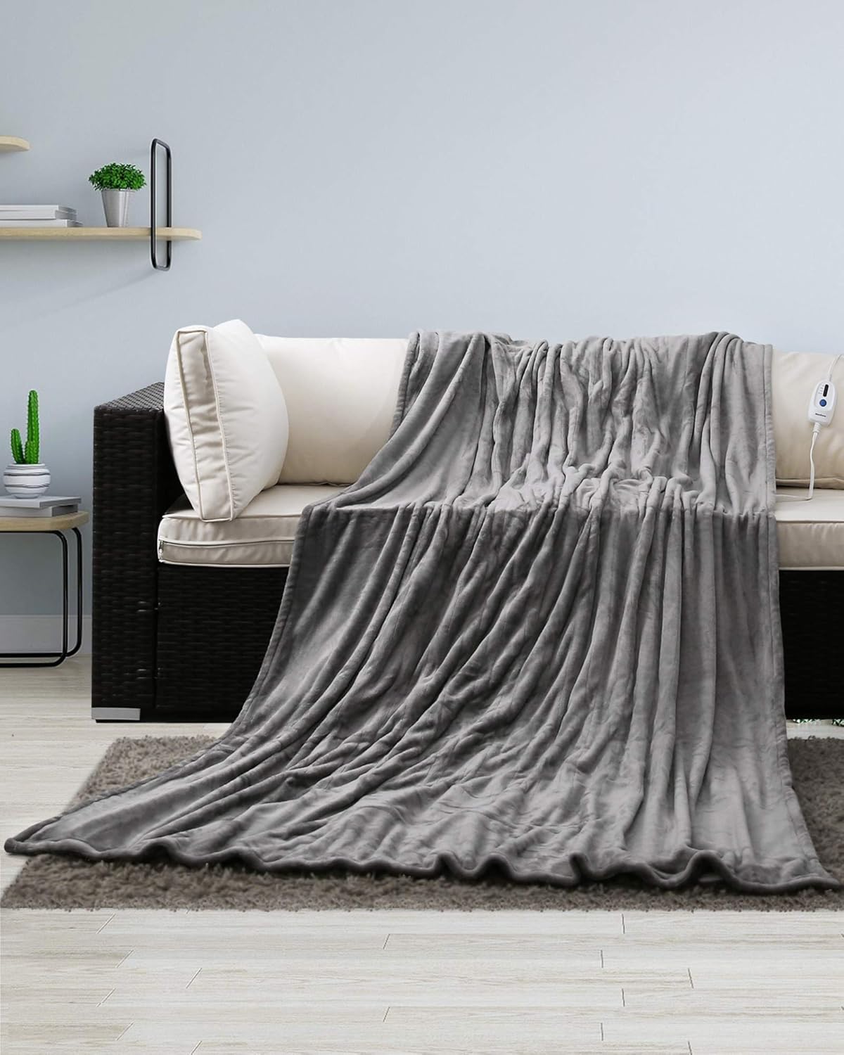 Electric Heated Blanket Twin 62" x 84" Large Heating Throw Blanket with 4 Heating Levels & Timer 10 Hours Auto Off, Machine Washable, Warm Comfort Blanket for Home Office Bed Sofa: Kitchen & Dining