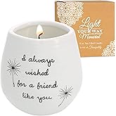 Pavilion - 8 Oz Candle Holder - White Ceramic Candle Jar with 100% Soy Wax Candle Cotton Scent "I Always Wished For A Friend Like You" Ideal Gift for a Friend - Printed Text, Love Theme & Oval Shape