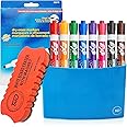 The Mega Deals Dry erase Markers Chisel Tip, 8 Whiteboard markers, Magnetic Marker Holder & Eraser, Low Odor White Board Marker Dry Erase - Non Toxic for Classroom, Home, or Office Supplies