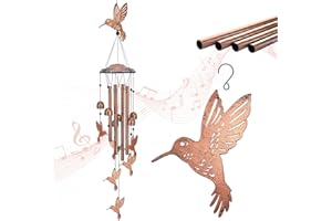 TIGGSY Hummingbird Wind Chimes Outdoor Hummingbird Gifts for Women/Men/Mom/Grandma Birthday Gifts Memorial Gift Metal Bird WindChimes for Outside/Indoors, Home, Porch, Patio, Garden Decor, Yard Decorations