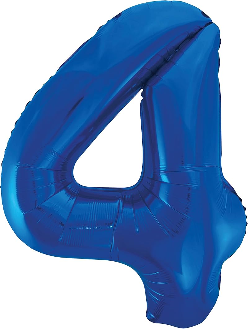 Unique Blue Number 4 Shaped Large Foil Balloon 86cm 1 Piece