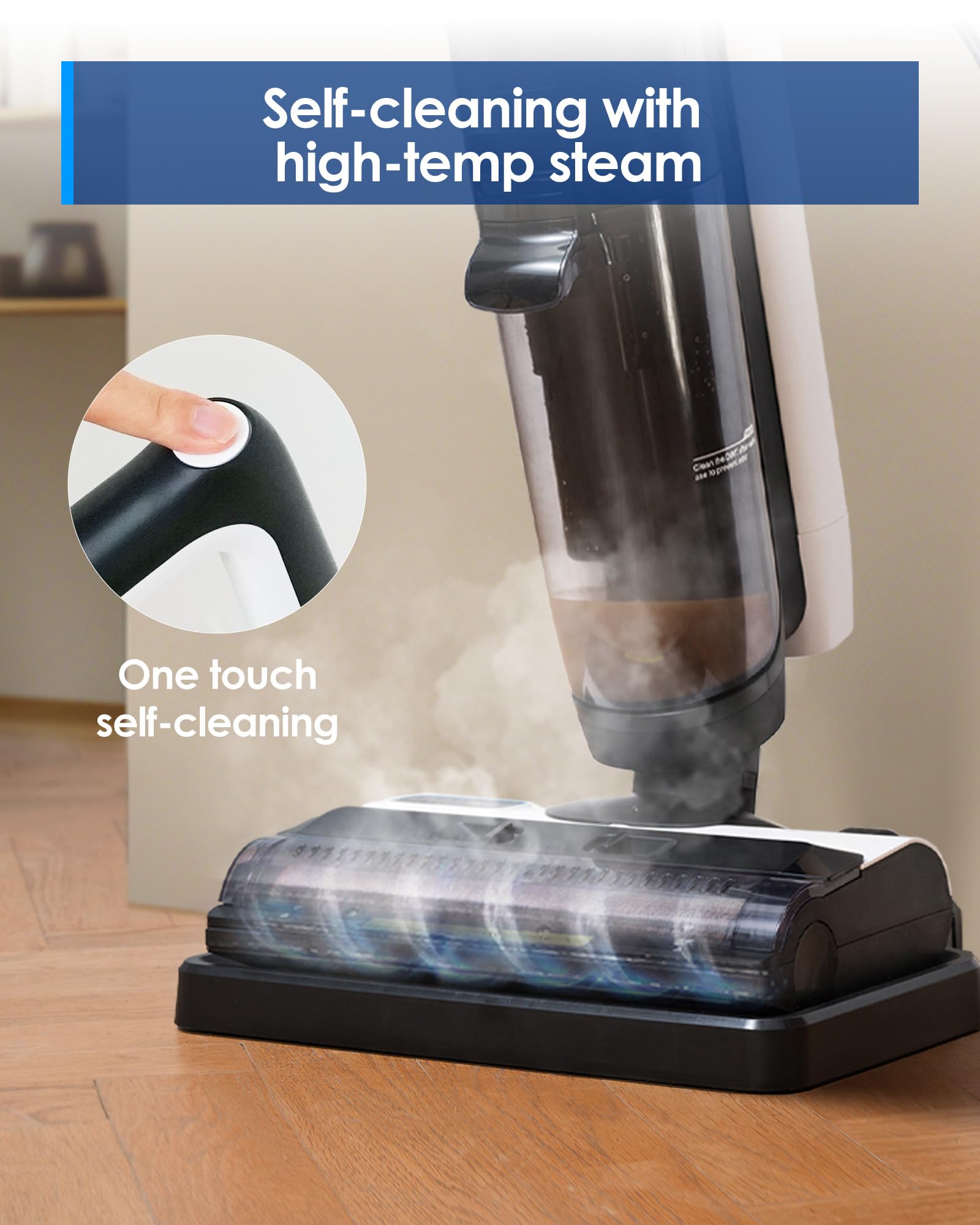 Tineco iFLOOR 5 Aspiradora de vapor en seco y húmedo todo en uno, limpiador de pisos de madera con trapeador a vapor, ideal para suciedad pegajosa, vapor de alta temperatura de 248 ℉, autolimpieza con vapor