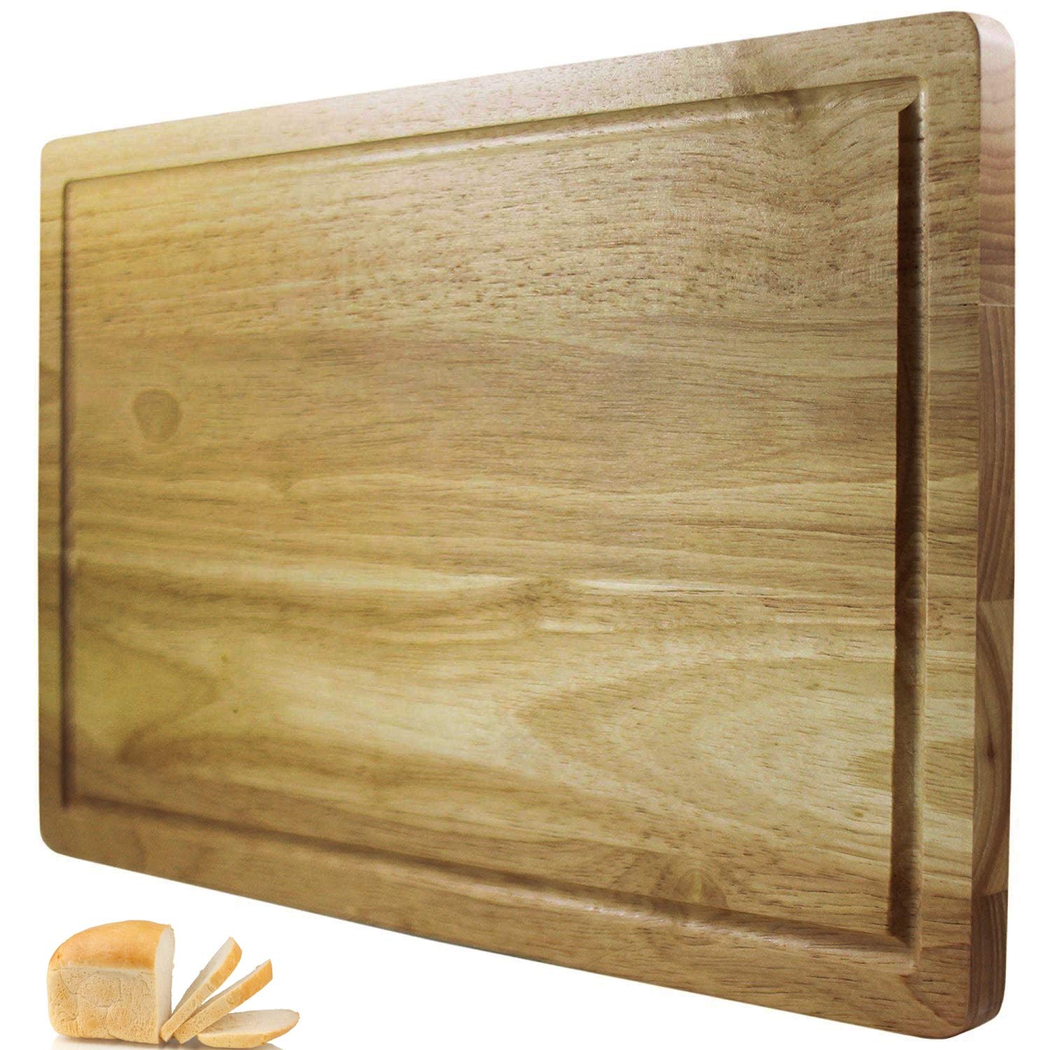 Chef Remi Wood Chopping Board with Juice Canal - Large 40 x 25cm - 1 Yr Warranty - Solid Wood | Meat Board | Bread Board | Cutting Board