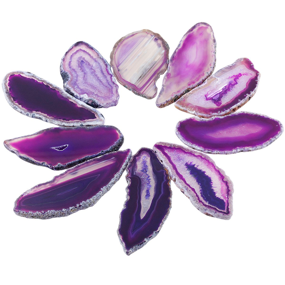 Shanxing Purple Agate Slices Geode Irregular Stone Healing Crystal for Jewelry Making Set of 10