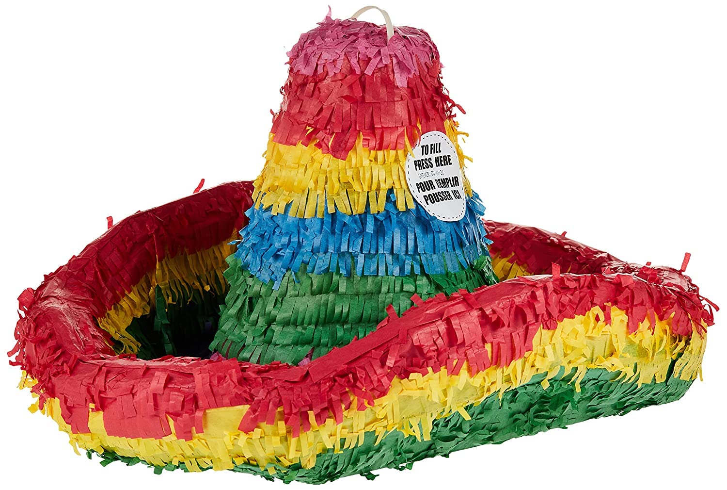 Fiesta Multicolor Sombrero 3D Pinata (38cm x 22cm) 1 Count - Perfect for Fun Celebrations & Events