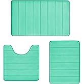 EAL Memory Foam Bath Mat Set - 3 Piece Non-Slip, Absorbent Shaggy Mats, Machine Wash, Perfect Plush, U-Shaped Toilet Rug & Living Rug