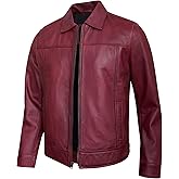 UrbanFocal Vintage Leather Jacket Men - Real Lambskin Classic Turn Down Collar Leather Jackets For Mens