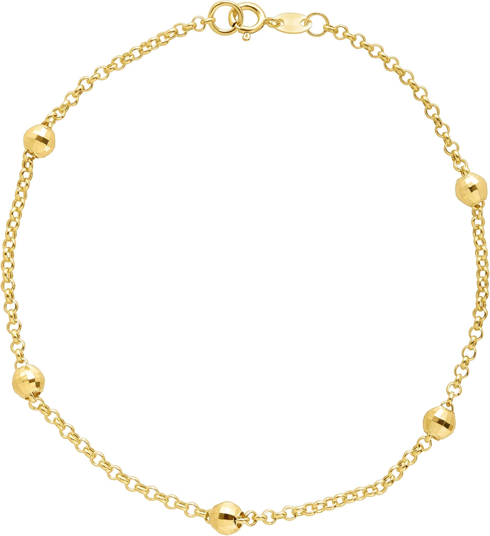 Eternity GoldBeaded Shimmer Chain Bracelet in 10K Yellow Gold, 7.5"