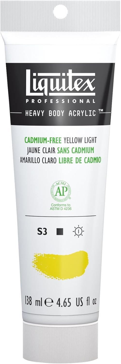 Liquitex 138 ml Professional Heavy Body Cadmium Acrylic Paint Tube, Light Yellow, Cadmium Free Yellow Light