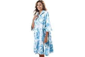 KFUBUO Surf Poncho Changing Towel Swim Robe with Pocket Plus Size Terry Cloth Swim Cover Up for Women Towel Poncho Hoodie
