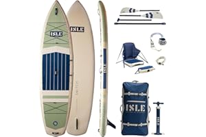 ISLE SURF AND SUP ISLE Switch Inflatable Hybrid Kayak-Stand Up Paddle Board | 2in1- Kayak & Paddle Board Bundle, Incl. Kayak Seat, Paddle, Hand Pump, Travel Bag, 11.6 x 35.5 x 6 in - max. 425 lbs