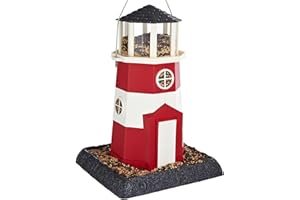 North States Mypet Large Lighthouse Birdfeeder, Red/White