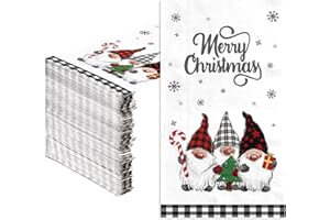 Greencian 100 PCS Christmas Napkins 3 Ply Christmas Gnome Paper Napkins Disposable Hand Towels for Bathroom Kitchen Dinner Merry Xmas Guest Napkin for Winter Holiday Xmas Home Party Decorations
