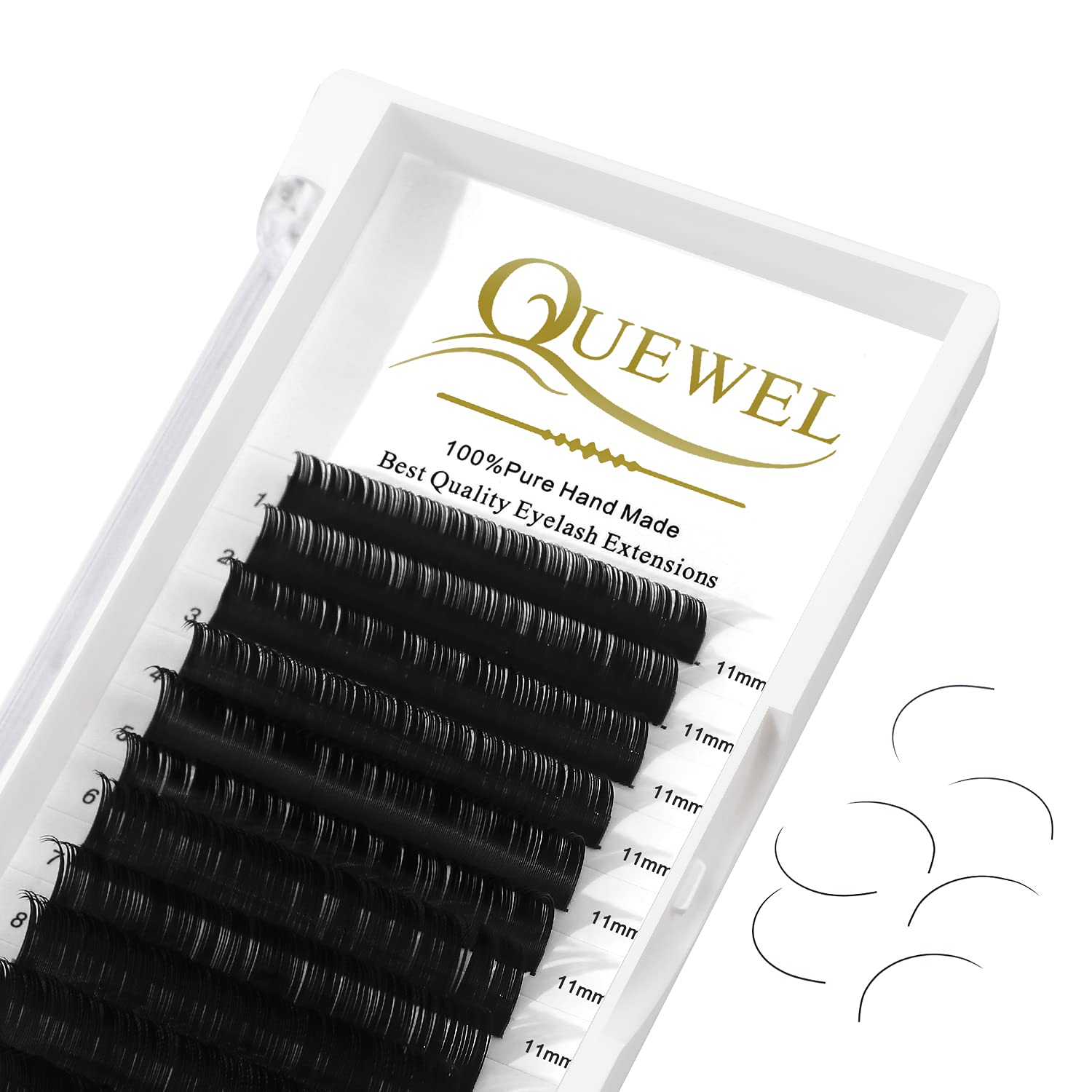 Eyelash Extensions 0.05 D Curl 11mm QUEWEL Classic Eyelash Extensions Eyelash Individual Lashes Lash Extension Russian Matte Black Tray Individual Lashes for Salon Use (0.05 D 11mm)