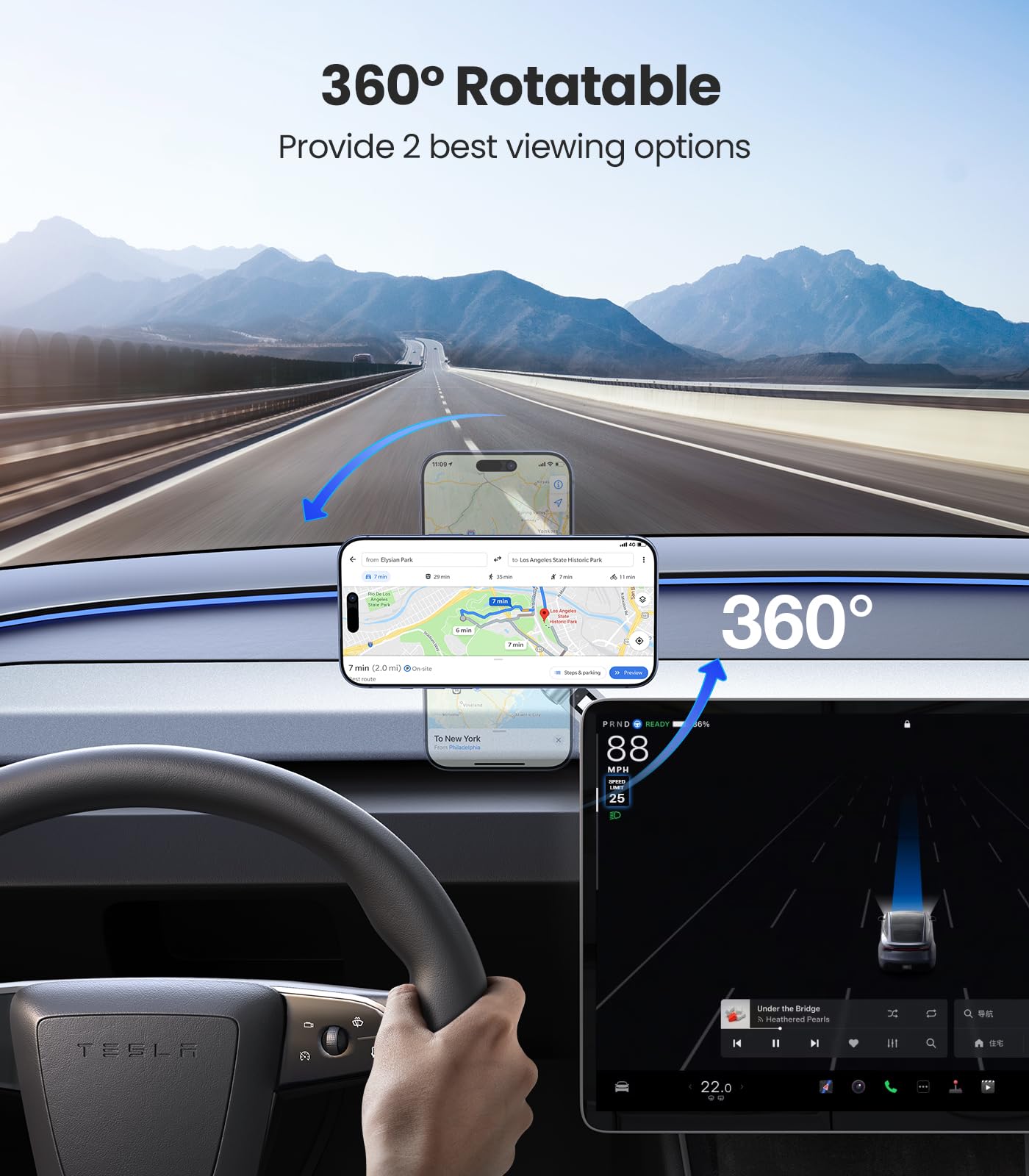 VICSEED Tesla Phone Mount【Strongest Magnet Power】Foldable Hidden Tesla Phone Holder Fit for All Phone, Tesla Model 3 Model Y for MagSafe Car Mount, Tesla Model 3 Accessories, Tesla Model Y Accessories