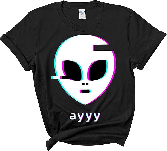 Aesthetic Meme Vaporwave Alien T-Shirt - Front Print T-Shirt For Men and Women
