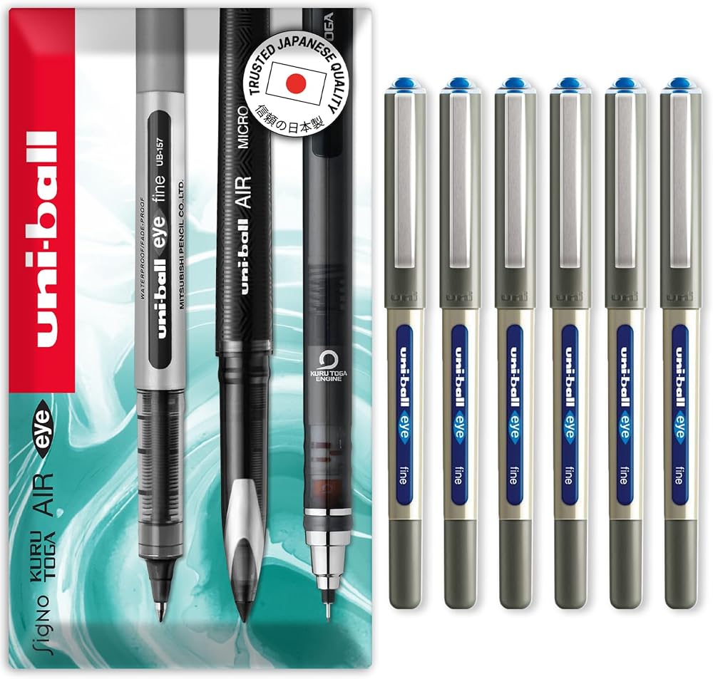 uni-ball EYE UB-157 0.7mm Blue Rollerball Pen Pack of 6