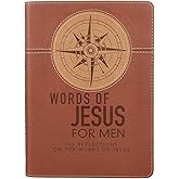 Words of Jesus for Men Daily Devotional Brown Vegan Leather