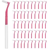 50 Angle Interdental Brushes with Extended Handle, Extra Tight(0.6mm) | L- Shaped Interproximal Floss for Dental Plaque Removal Health, Interdental Braces Toothbrush