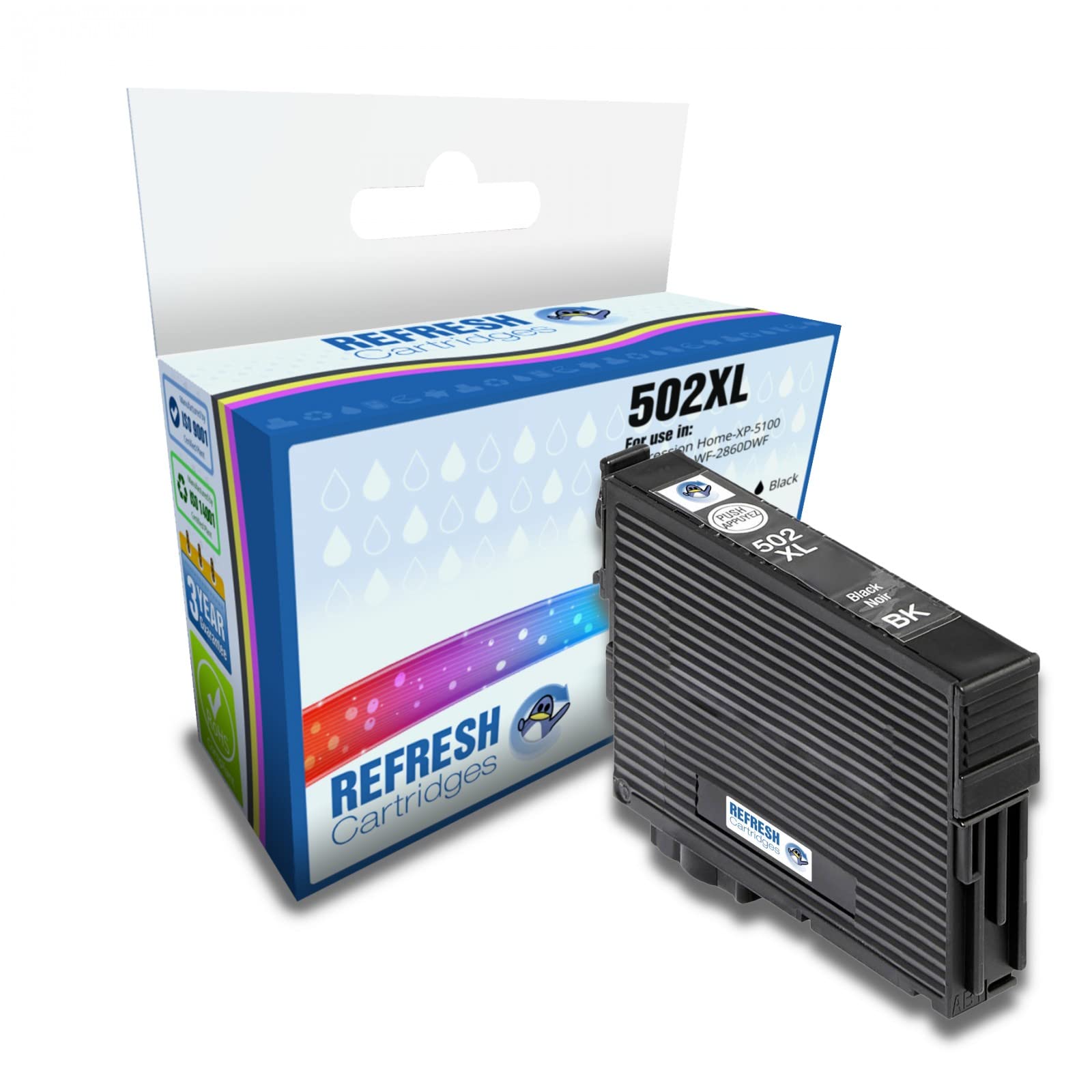 Refresh Cartridges Remanufactured Ink Cartridge Replacement for Epson 502XL (Black)