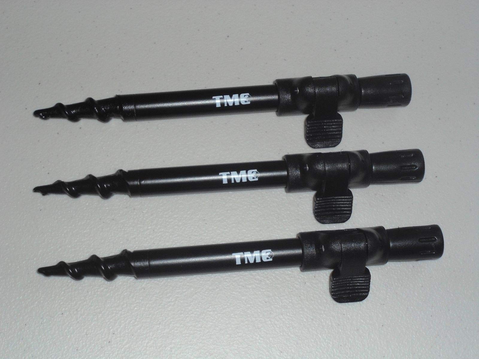 3 x Fishing Spiral Point Easy Screw Banksticks 15cm-25cm. 16mm diameter, clamp