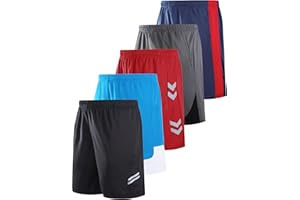 Liberty Imports Pack of 5 Men's Athletic Basketball Shorts Mesh Quick Dry Activewear with Pockets