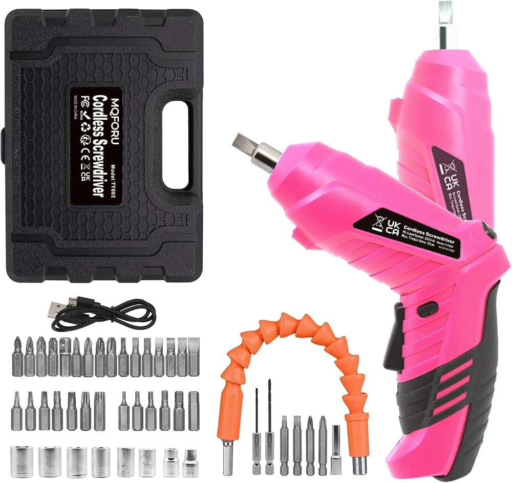 MQFORU Cordless Screwdriver 3.6V 48 in 1 Kit Dual Handle LED USB