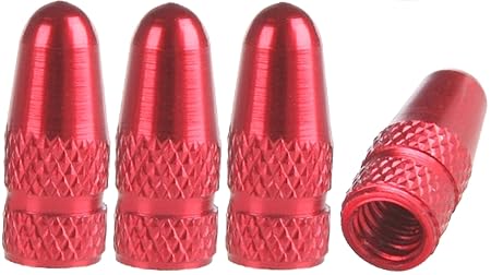 PRESKIN 4 er Set Presta Rot Fahrrad-Ventilkappen aus Aluminium eloxiert, Valve Caps für französische Ventile