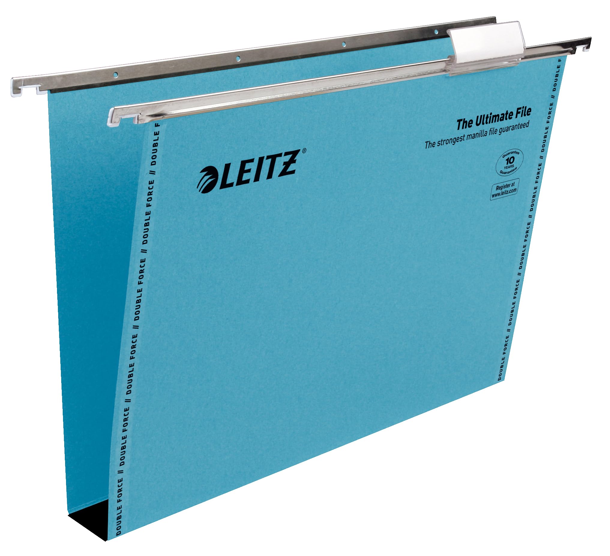 Leitz Ultimate Clenched Bar Suspension File, Foolscap, Squared Base, Pack of 50, Tabs Included, Blue, Ultimate Range, 17450035