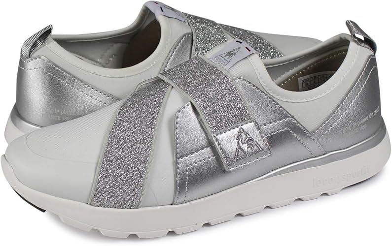 Amazon ルコック スポルティフ Le Coq Sportif La セーヌ 2 ワイド スニーカー スリッポン La Seine 2 Wide Cross Belt シルバー Ql3pjc02ws スニーカー